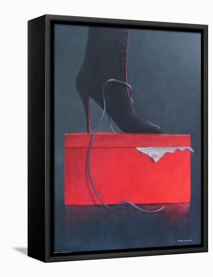 Boot on a Red Box-Lincoln Seligman-Framed Premier Image Canvas