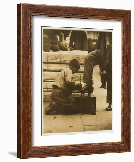 Bootblack in the Bowery, New York, 1910-Lewis Wickes Hine-Framed Photographic Print