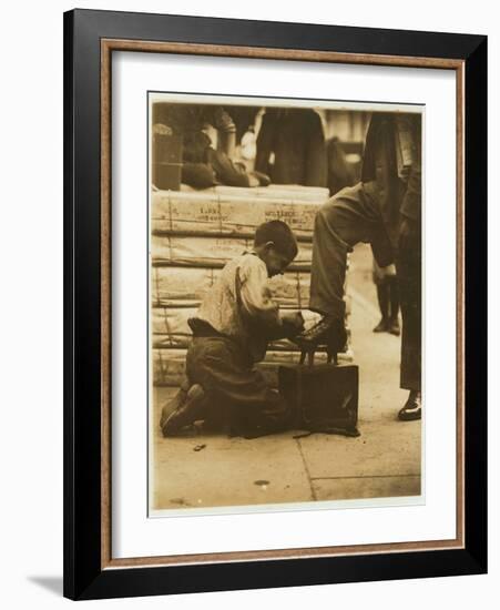 Bootblack in the Bowery, New York, 1910-Lewis Wickes Hine-Framed Photographic Print