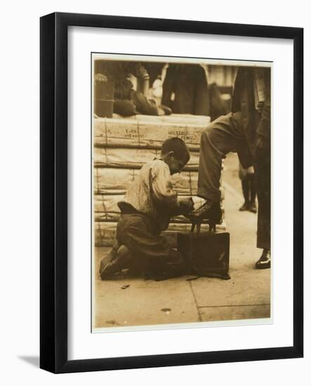 Bootblack in the Bowery, New York, 1910-Lewis Wickes Hine-Framed Photographic Print