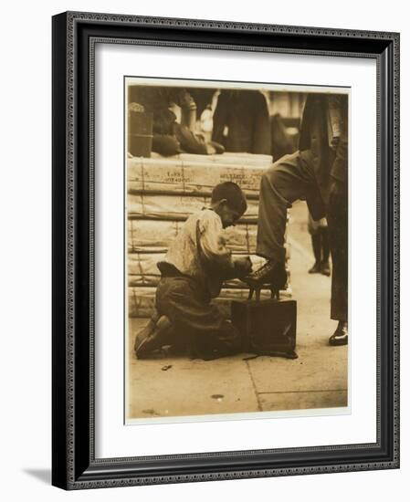 Bootblack in the Bowery, New York, 1910-Lewis Wickes Hine-Framed Photographic Print