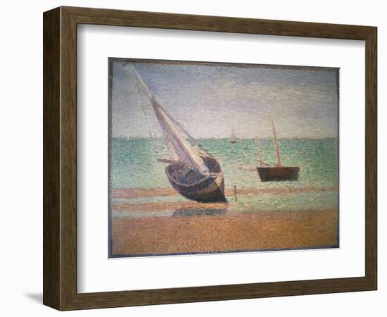 Boote Bei Ebbe Am Strand Von Grandcamp, 1885-Georges Seurat-Framed Giclee Print