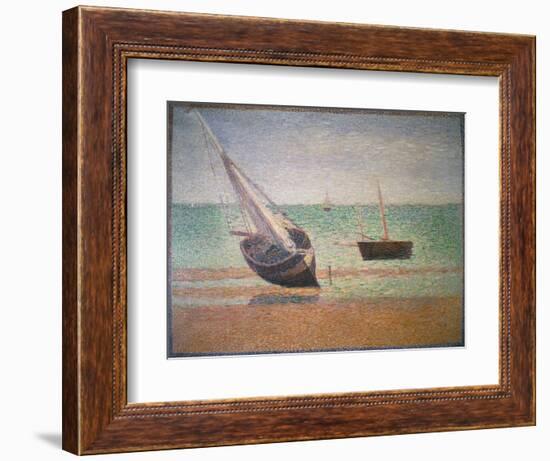 Boote Bei Ebbe Am Strand Von Grandcamp, 1885-Georges Seurat-Framed Giclee Print