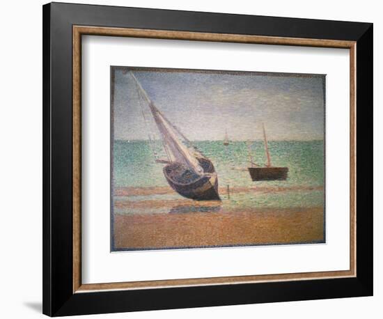 Boote Bei Ebbe Am Strand Von Grandcamp, 1885-Georges Seurat-Framed Giclee Print