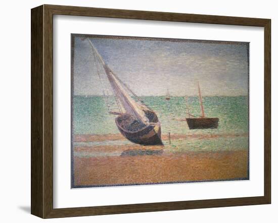 Boote Bei Ebbe Am Strand Von Grandcamp, 1885-Georges Seurat-Framed Giclee Print