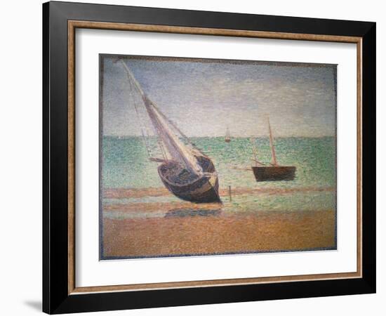 Boote Bei Ebbe Am Strand Von Grandcamp, 1885-Georges Seurat-Framed Giclee Print