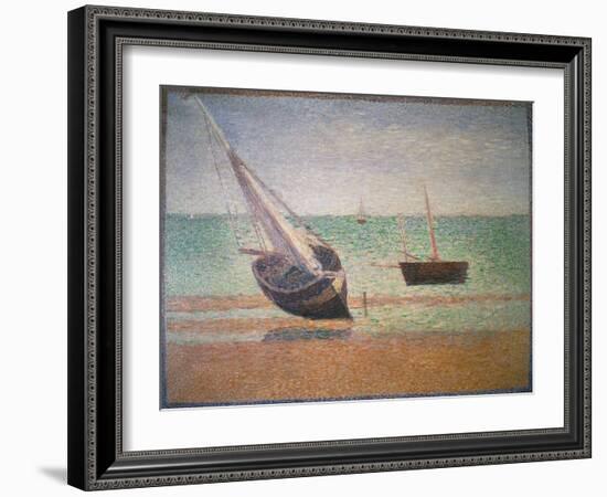 Boote Bei Ebbe Am Strand Von Grandcamp, 1885-Georges Seurat-Framed Giclee Print