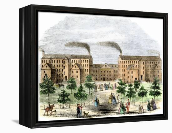 Boott Cotton Mills on the Merrimac River in Lowell, Massachusetts, c.1850-null-Framed Premier Image Canvas