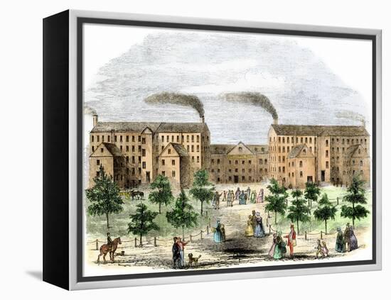 Boott Cotton Mills on the Merrimac River in Lowell, Massachusetts, c.1850-null-Framed Premier Image Canvas