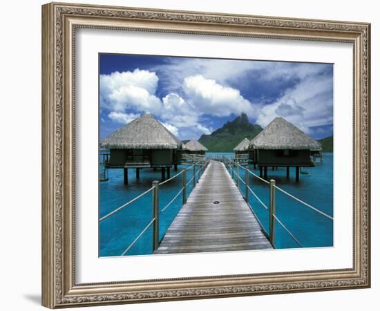 Bora Bora Nui Resort bungalows, Moto Toopua, French Polynesia-Walter Bibikow-Framed Photographic Print