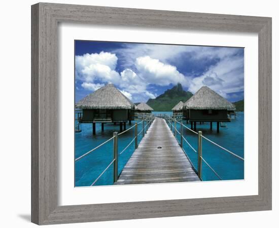 Bora Bora Nui Resort bungalows, Moto Toopua, French Polynesia-Walter Bibikow-Framed Photographic Print