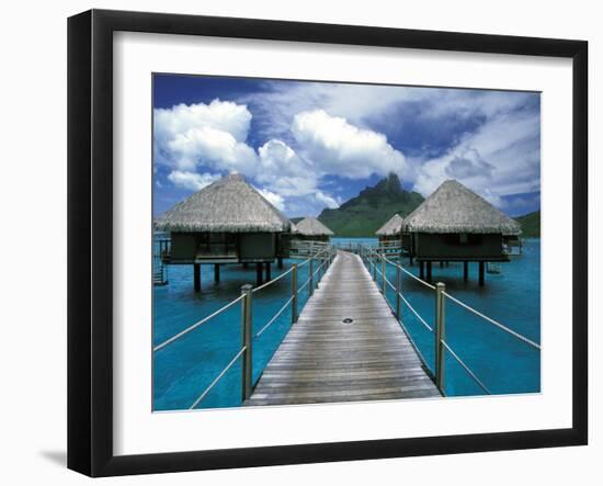 Bora Bora Nui Resort bungalows, Moto Toopua, French Polynesia-Walter Bibikow-Framed Photographic Print