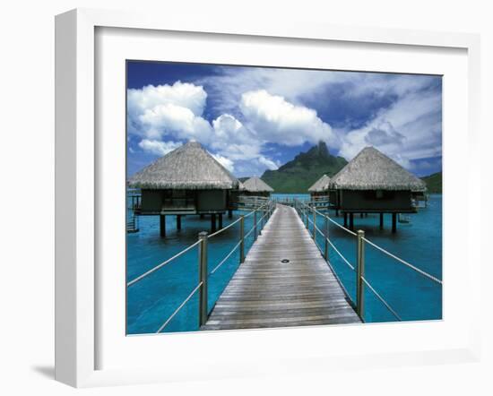 Bora Bora Nui Resort bungalows, Moto Toopua, French Polynesia-Walter Bibikow-Framed Photographic Print