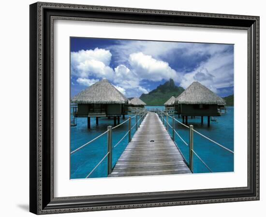 Bora Bora Nui Resort bungalows, Moto Toopua, French Polynesia-Walter Bibikow-Framed Photographic Print