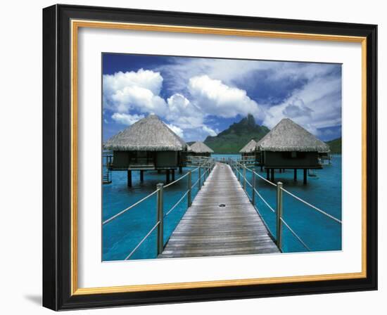 Bora Bora Nui Resort bungalows, Moto Toopua, French Polynesia-Walter Bibikow-Framed Photographic Print