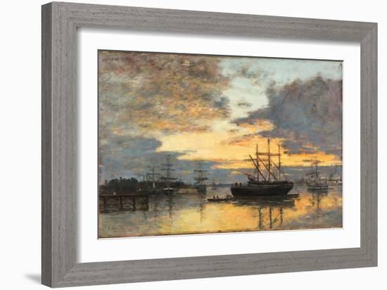 Bordeaux, in the Harbor, 1880-Eugène Boudin-Framed Giclee Print