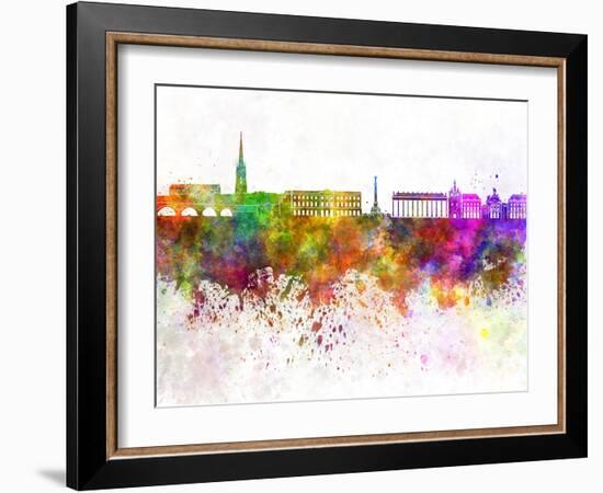 Bordeaux Skyline in Watercolor Background-paulrommer-Framed Art Print