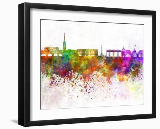 Bordeaux Skyline in Watercolor Background-paulrommer-Framed Art Print