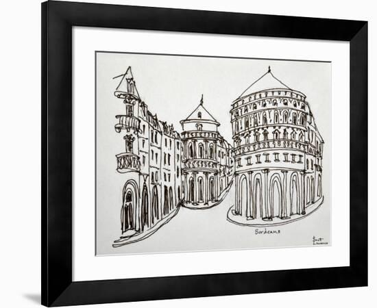 Bordeaux street scene in the old downtown area.-Richard Lawrence-Framed Photographic Print