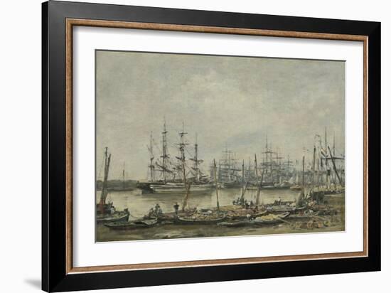 Bordeaux, the Quais, 1874 (Oil on Canvas)-Eugene Louis Boudin-Framed Giclee Print