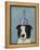 Border Collie with Blue Vase-Fab Funky-Framed Stretched Canvas