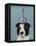 Border Collie with Blue Vase-Fab Funky-Framed Stretched Canvas