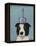 Border Collie with Blue Vase-Fab Funky-Framed Stretched Canvas