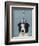 Border Collie with Blue Vase-Fab Funky-Framed Premium Giclee Print