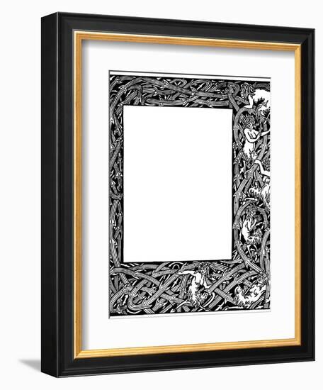 Border Design for 'Le Morte D'arthur' by Sir Thomas Malory, 1893-4 (Pen & Black Ink)-Aubrey Beardsley-Framed Giclee Print