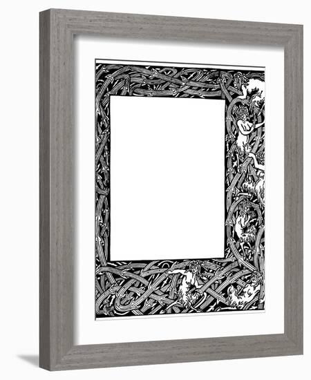 Border Design for 'Le Morte D'arthur' by Sir Thomas Malory, 1893-4 (Pen & Black Ink)-Aubrey Beardsley-Framed Giclee Print