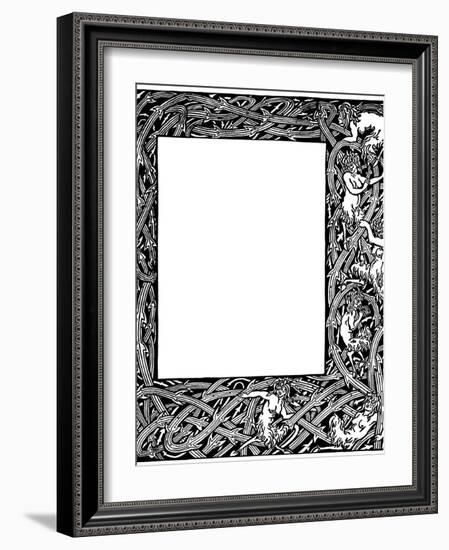 Border Design for 'Le Morte D'arthur' by Sir Thomas Malory, 1893-4 (Pen & Black Ink)-Aubrey Beardsley-Framed Giclee Print