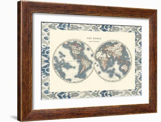 Bordered World Hemispheres-Johnston-Framed Art Print