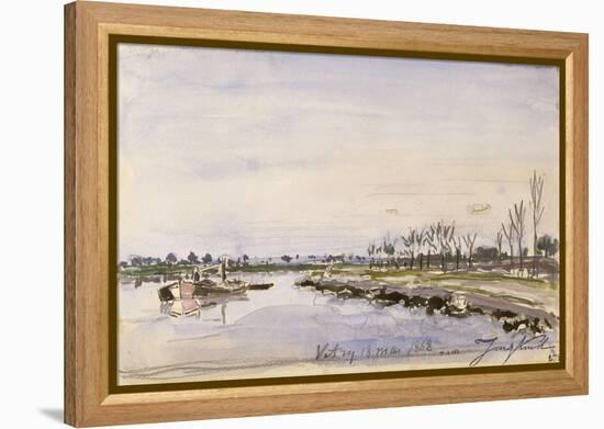 Bords de rivière-Johan Barthold Jongkind-Framed Premier Image Canvas