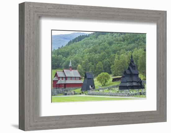 Borgund, Norway, Borgund Stave Church with Unique Medieval Bell Tower-Bill Bachmann-Framed Photographic Print