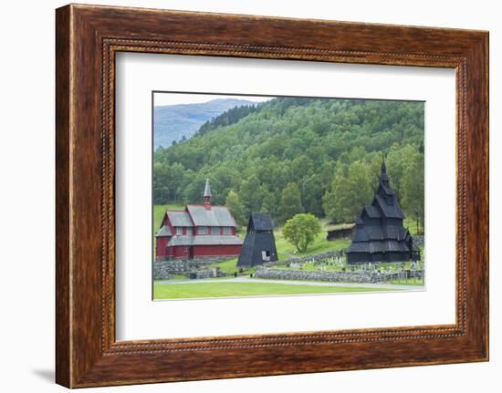 Borgund, Norway, Borgund Stave Church with Unique Medieval Bell Tower-Bill Bachmann-Framed Photographic Print