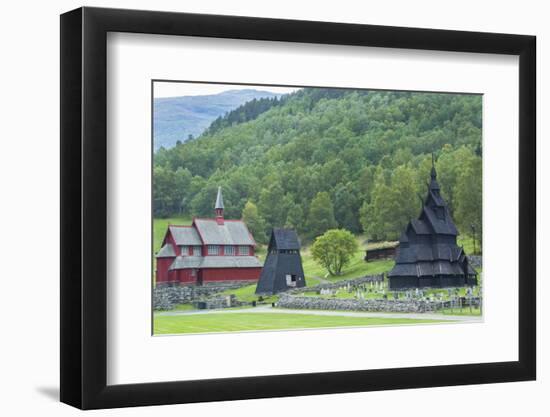 Borgund, Norway, Borgund Stave Church with Unique Medieval Bell Tower-Bill Bachmann-Framed Photographic Print