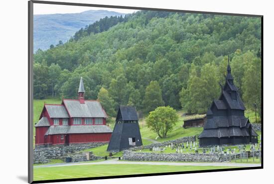 Borgund, Norway, Borgund Stave Church with Unique Medieval Bell Tower-Bill Bachmann-Mounted Photographic Print
