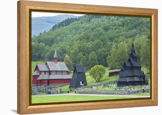 Borgund, Norway, Borgund Stave Church with Unique Medieval Bell Tower-Bill Bachmann-Framed Premier Image Canvas