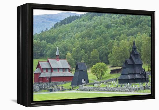 Borgund, Norway, Borgund Stave Church with Unique Medieval Bell Tower-Bill Bachmann-Framed Premier Image Canvas