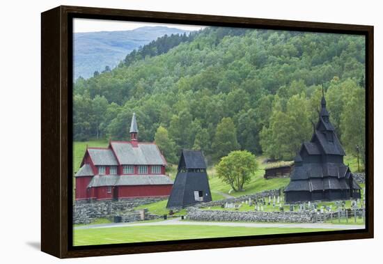 Borgund, Norway, Borgund Stave Church with Unique Medieval Bell Tower-Bill Bachmann-Framed Premier Image Canvas