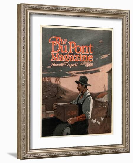 Boring Machines and Explosives Twin Helpers, Front Cover of the 'DuPont Magazine', March-April 1922-American School-Framed Giclee Print