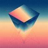 Abstract Isometric Prism with the Reflection of the Space and Low Poly Triangles on Blurred Backgro-Boris Znaev-Stretched Canvas