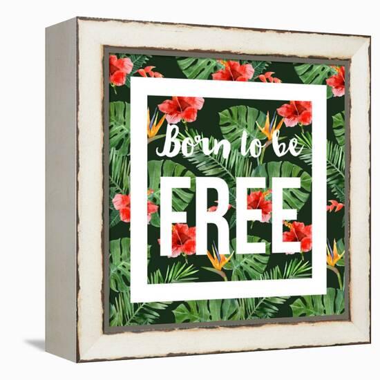 Born to Be Free - Watercolor Tropical Background-mart_m-Framed Stretched Canvas