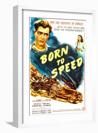 Born to Speed, Johnny Sands, Vivian Austin on poster art, 1947-null-Framed Art Print