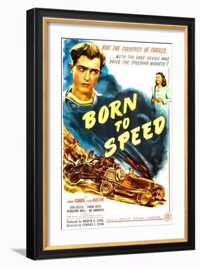 Born to Speed, Johnny Sands, Vivian Austin on poster art, 1947-null-Framed Art Print