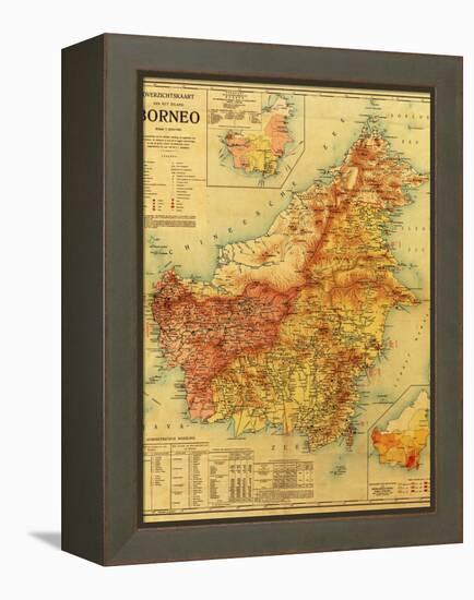 Borneo - Panoramic Map-Lantern Press-Framed Stretched Canvas