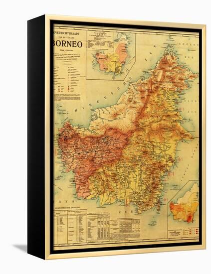 Borneo - Panoramic Map-Lantern Press-Framed Stretched Canvas