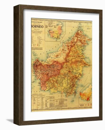 Borneo - Panoramic Map-Lantern Press-Framed Art Print