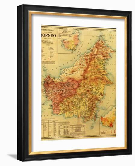Borneo - Panoramic Map-Lantern Press-Framed Art Print