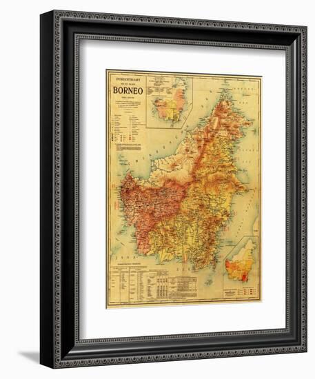 Borneo - Panoramic Map-Lantern Press-Framed Art Print